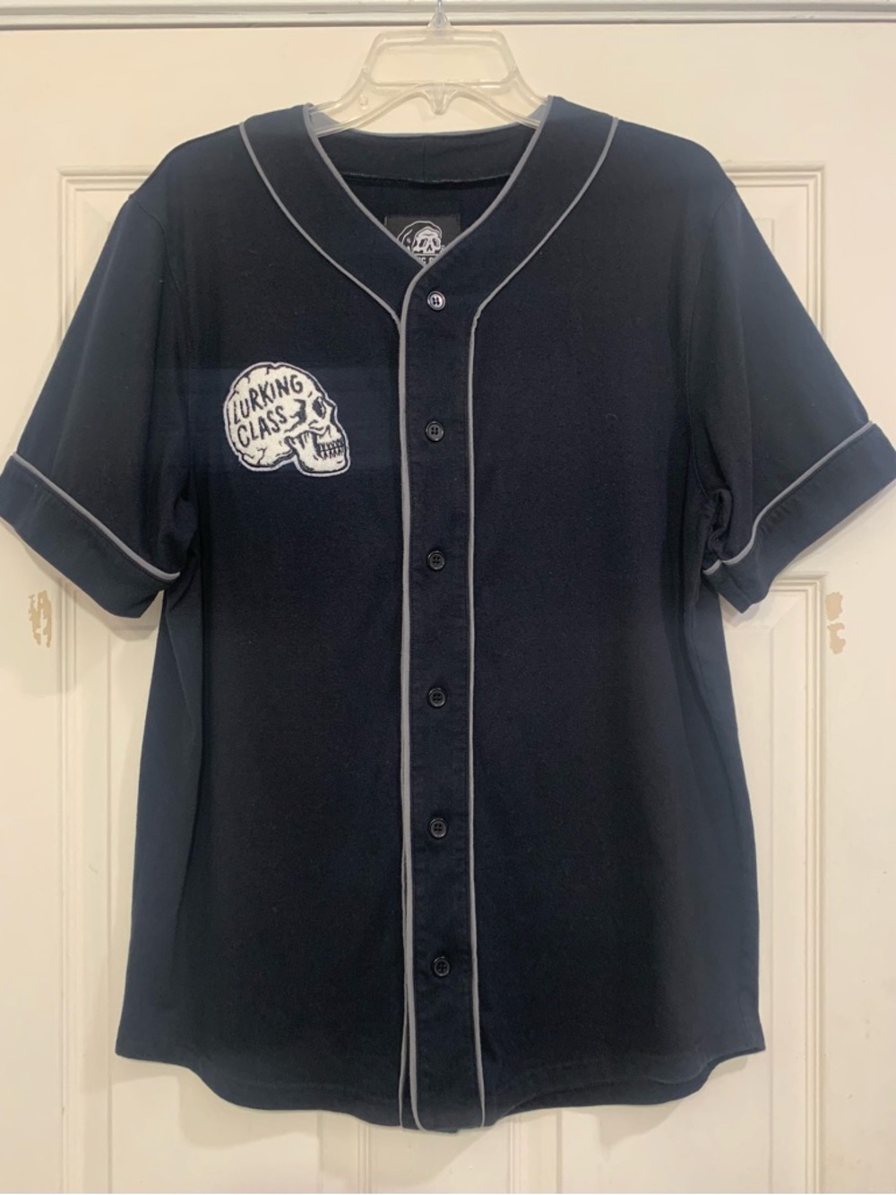 Lurking Class Black & Gray T-Shirt Button Up Jersey.                     3291-J3